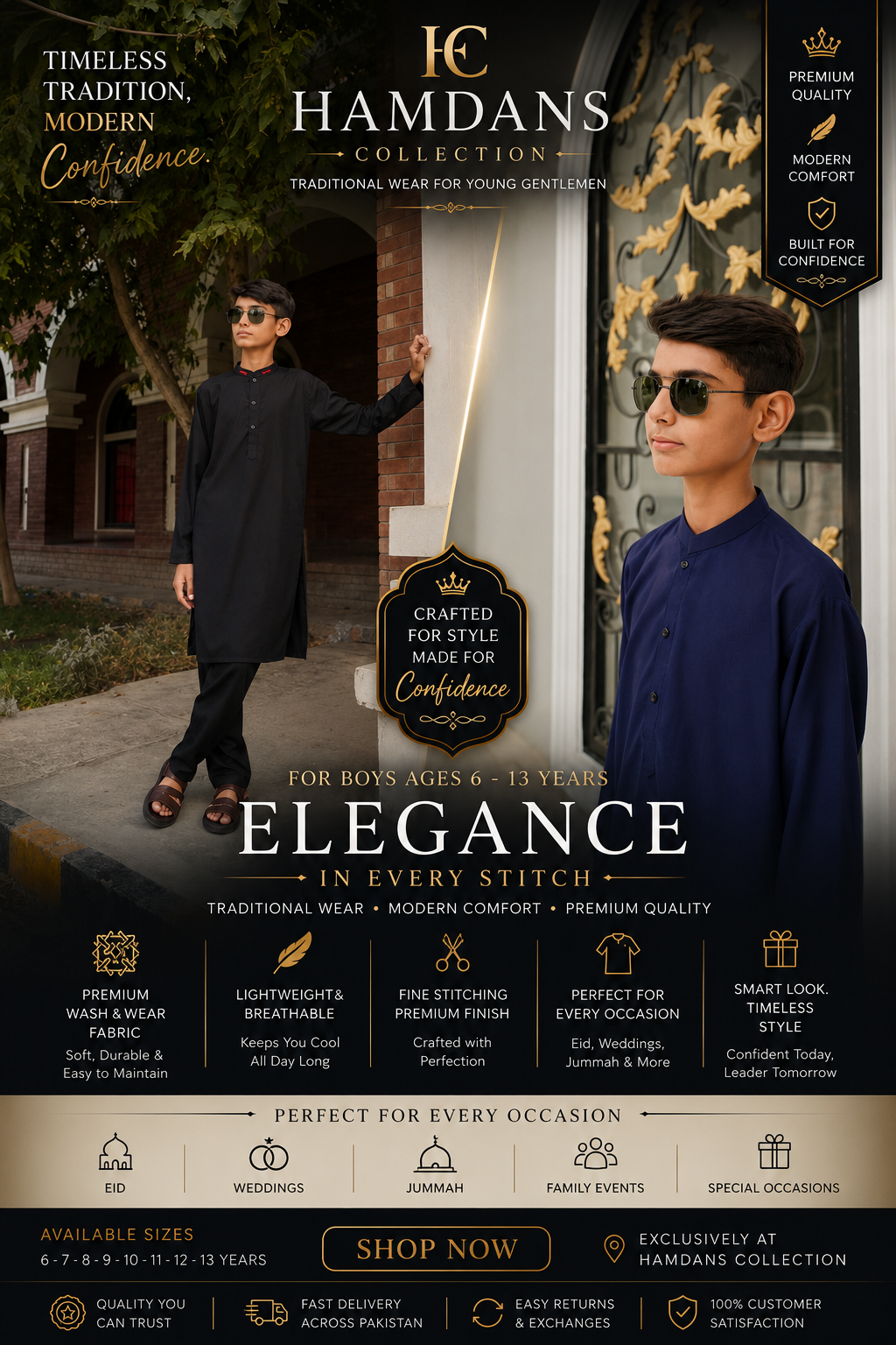 Combo Of Premium Black & Navy Blue Shalwar Kameez | Wash & Wear |