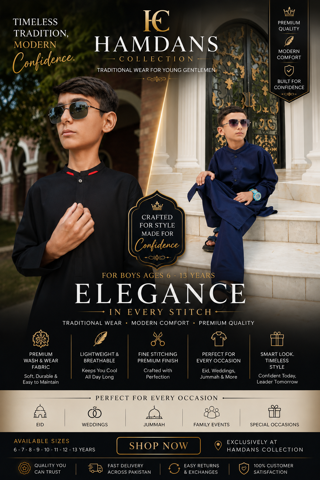 Combo Of Premium Black & Navy Blue Shalwar Kameez | Wash & Wear |