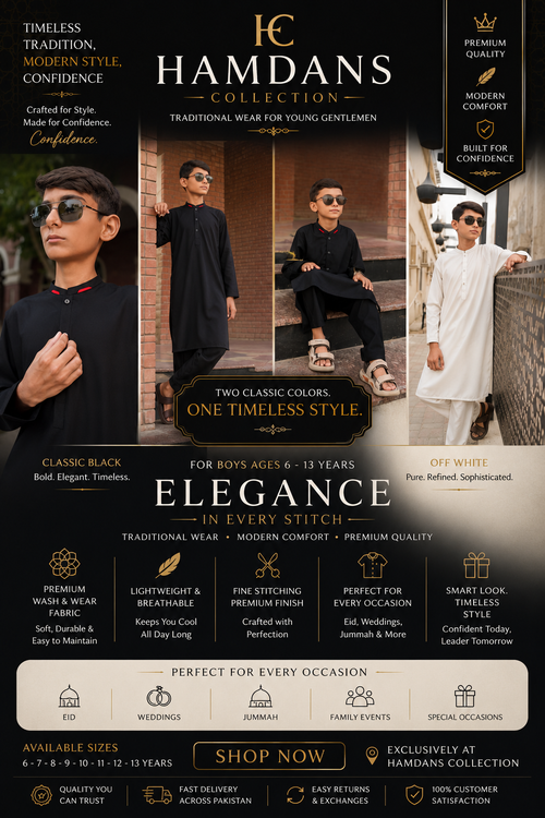 Combo Premium Black & Off White Boys Shalwar Kameez | Wash & Wear