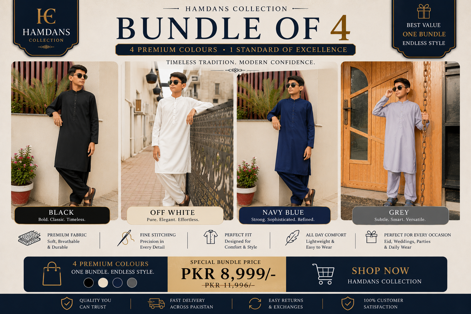Four Together Premium Shalwar Kameez | Wash & Wear
