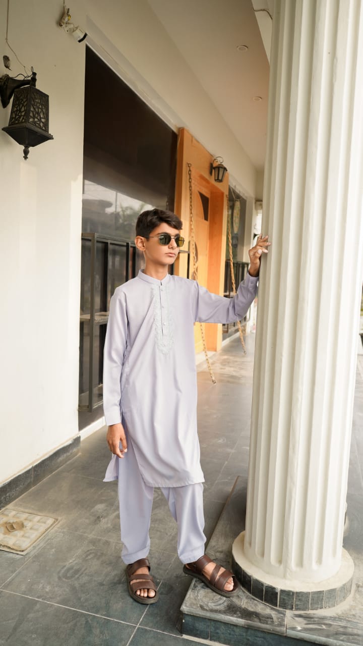 Premium Off White Boys Shalwar Kameez | Wash & Wear | Ages 6–13 Years