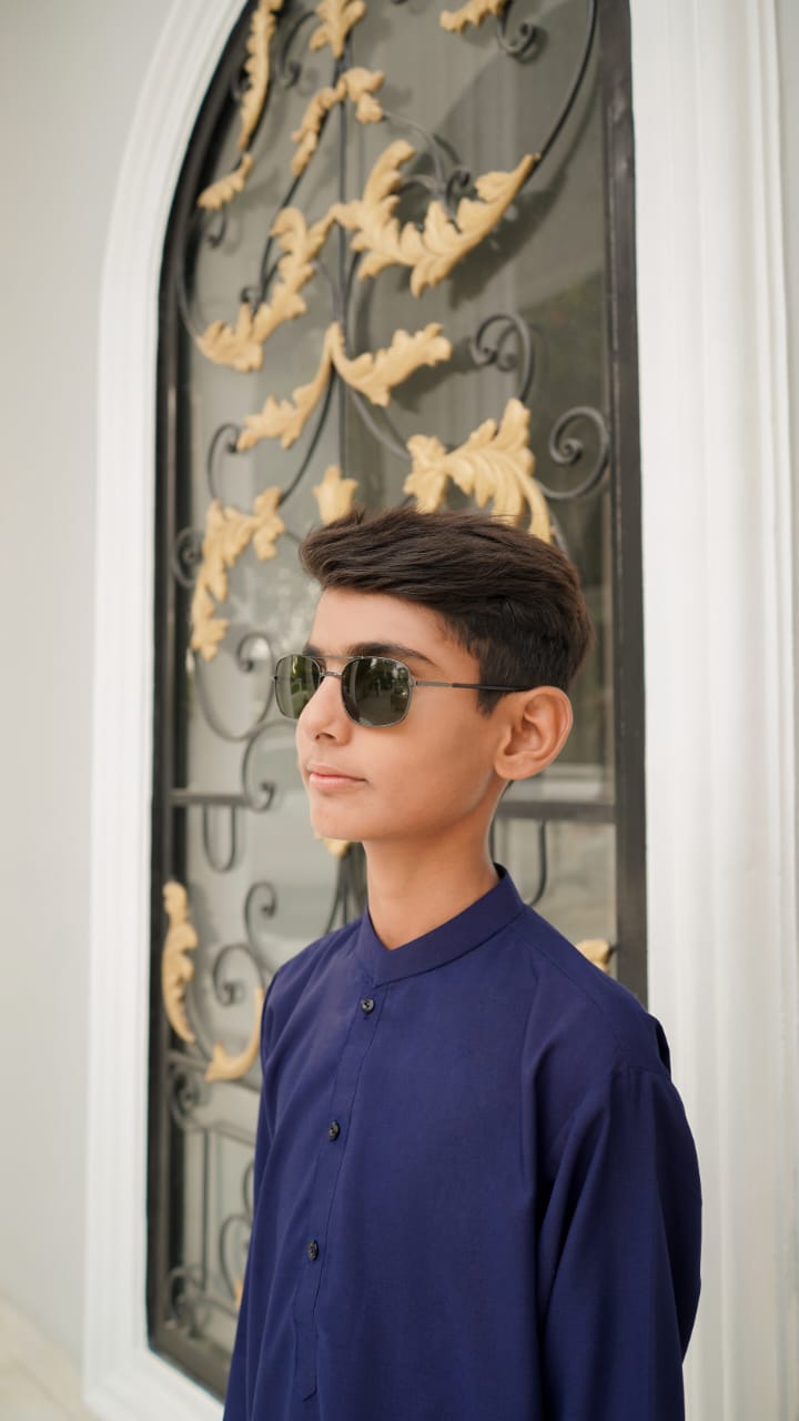 Premium Navy Blue Boys Shalwar Kameez | Wash & Wear | Ages 6–13 Years